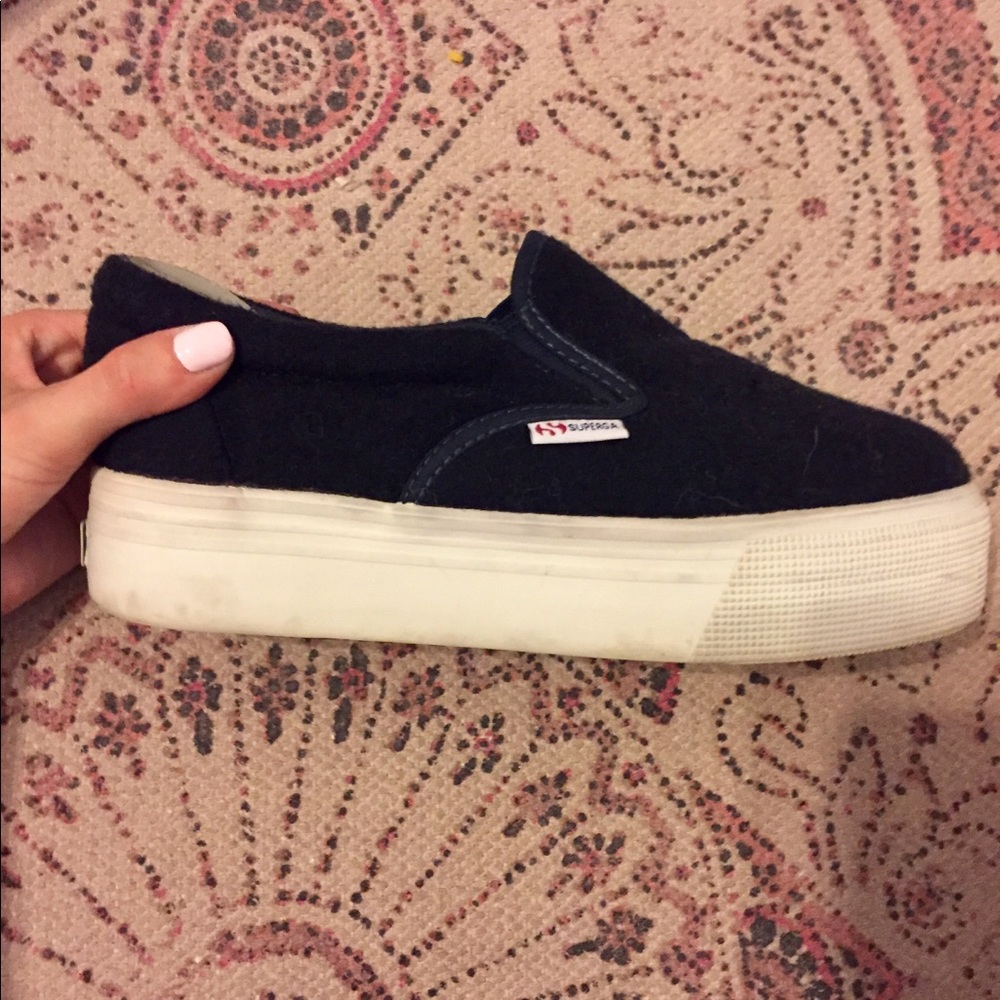 Superga Platform — Navy Wool